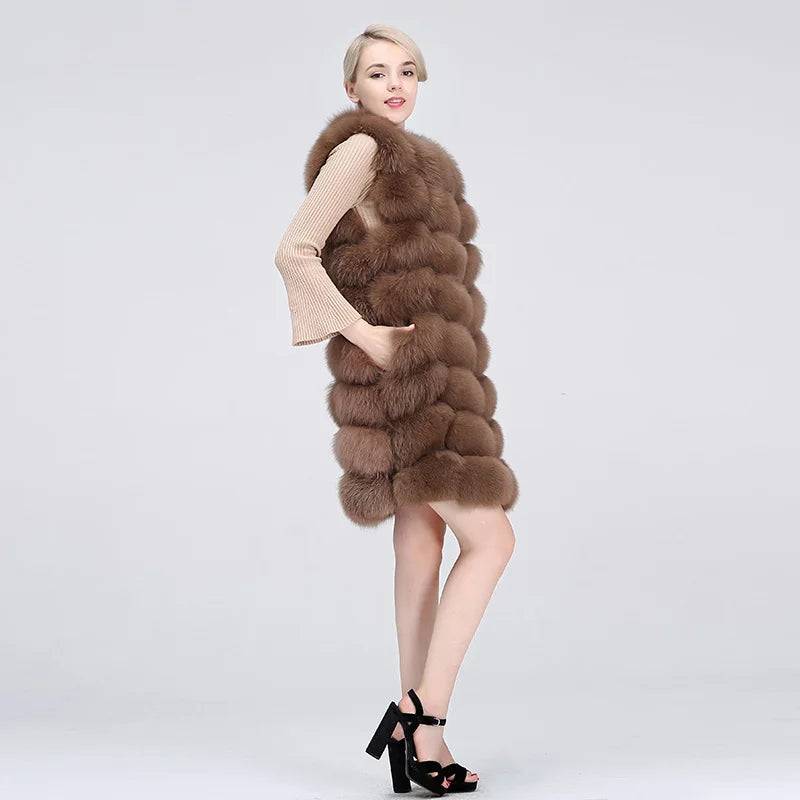 Natural Real Fox Fur Vest Recab