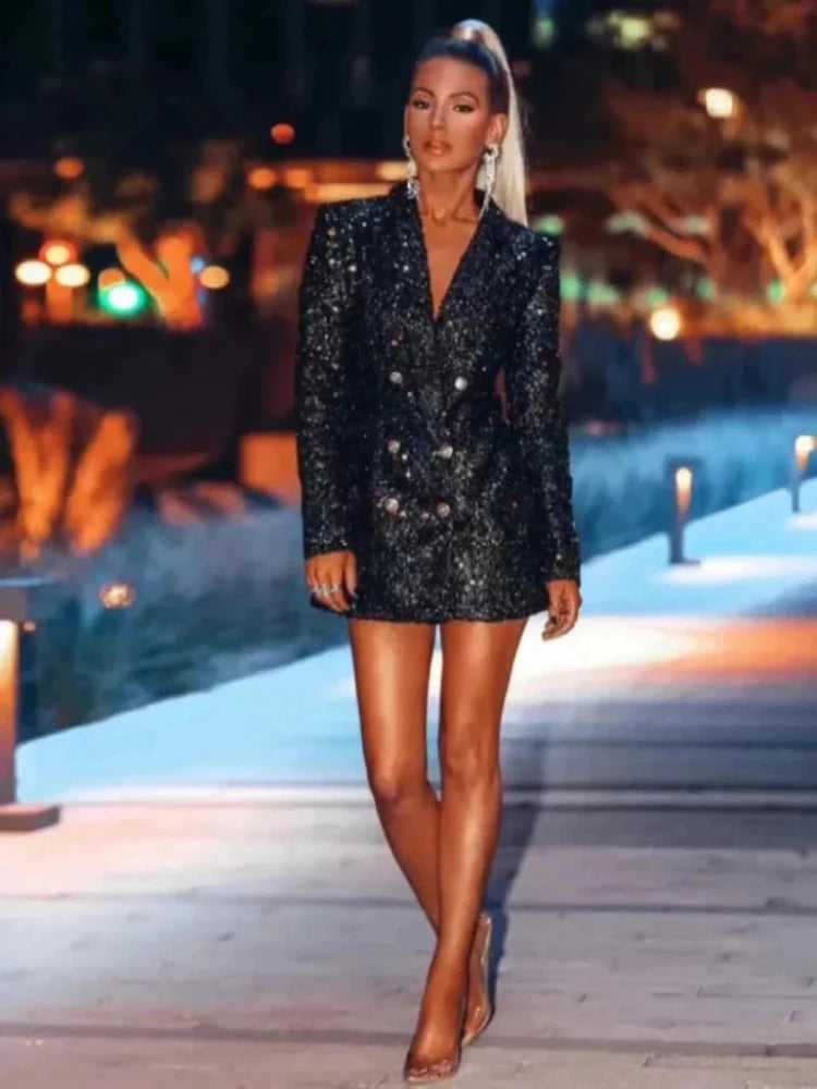 Jacket-type dress with sequins Selah