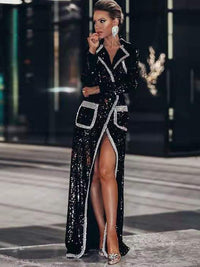 Sequins Long Coat Tryphosa